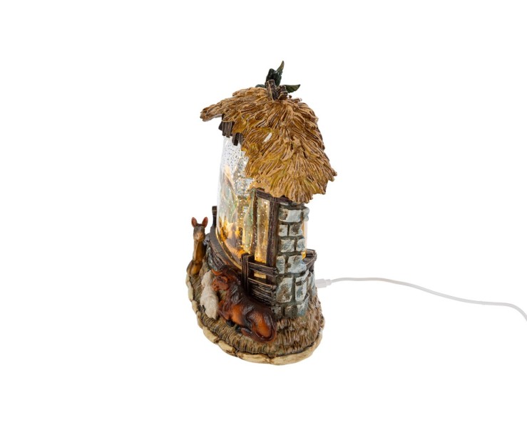 Presepe con Luci e Neve In Movimento 20x10x20 cm – Decorazione Natalizia Le Stelle su Bomboniere Dolci Emozioni