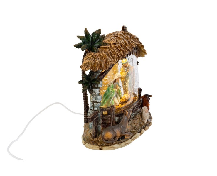Presepe con Luci e Neve In Movimento 20x10x20 cm – Decorazione Natalizia Le Stelle su Bomboniere Dolci Emozioni
