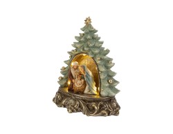 Albero di Natale con Sacra Famiglia in Resina 19,5x12,5x22,5 cm – Decorazione Natalizia Le Stelle su Bomboniere Dolci Emozioni