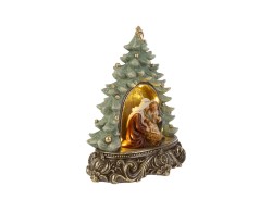 Albero di Natale con Sacra Famiglia in Resina 19,5x12,5x22,5 cm – Decorazione Natalizia Le Stelle su Bomboniere Dolci Emozioni