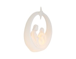 Sacra Famiglia in Porcellana Bianca con Luce LED 16x6x19 cm – Decorazione Natalizia Le Stelle su Bomboniere Dolci Emozioni