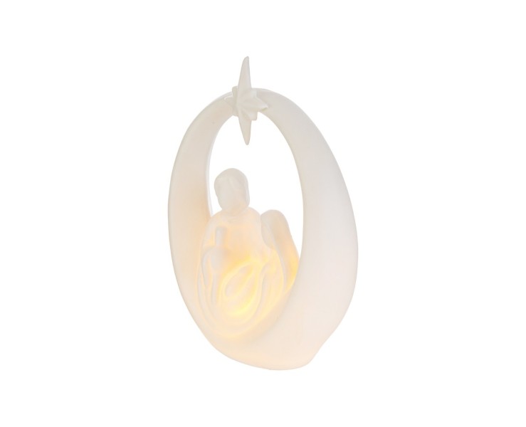 Sacra Famiglia in Porcellana Bianca con Luce LED 16x6x19 cm – Decorazione Natalizia Le Stelle su Bomboniere Dolci Emozioni