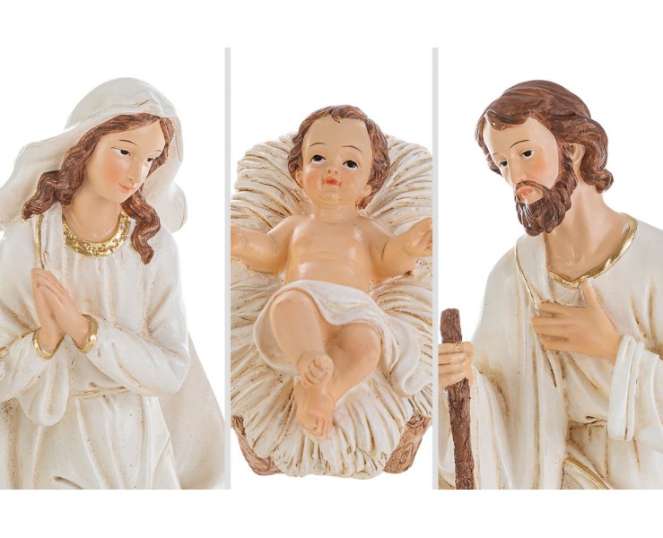 Set Presepe 8 Pezzi Natività in Resina Avorio e Oro h 30 cm – Decorazione Natalizia Le Stelle su Bomboniere Dolci Emozioni