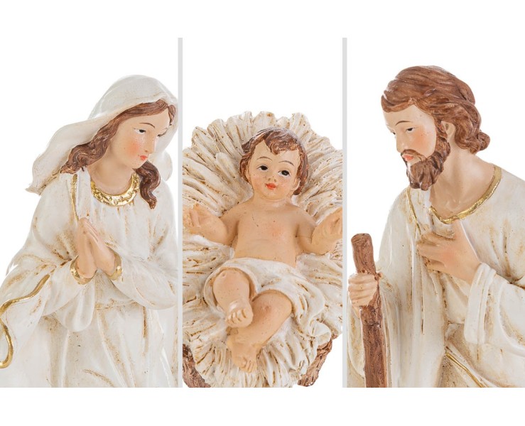 Set Presepe 8 Pezzi Natività in Resina Avorio e Oro h 21 cm – Decorazione Natalizia Le Stelle su Bomboniere Dolci Emozioni
