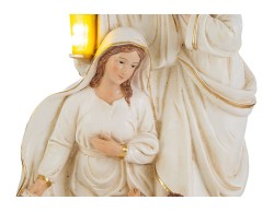 Statua Sacra Famiglia con Lanterna LED in Resina Avorio e Oro 23x16x38 cm – Decorazione Natalizia Le Stelle su Bomboniere Dolci Emozioni