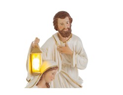 Statua Sacra Famiglia con Lanterna LED in Resina Avorio e Oro 23x16x38 cm – Decorazione Natalizia Le Stelle su Bomboniere Dolci Emozioni