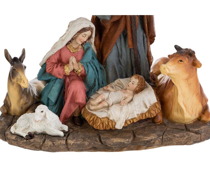 Scultura Natività Monoblocco in Resina con Animali 26x15,5x25,5 cm – Decorazione Natalizia Le Stelle su Bomboniere Dolci Emozioni