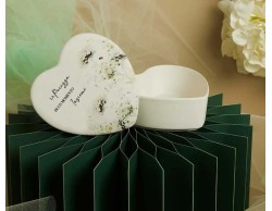 Bomboniera Claraluna scatola cuore decoro floreale verde