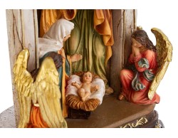 Scultura Natività Monoblocco in Resina con Luce LED e Angeli 17,5x9x26,5 cm – Decorazione Natalizia Le Stelle su Bomboniere Dolci Emozioni