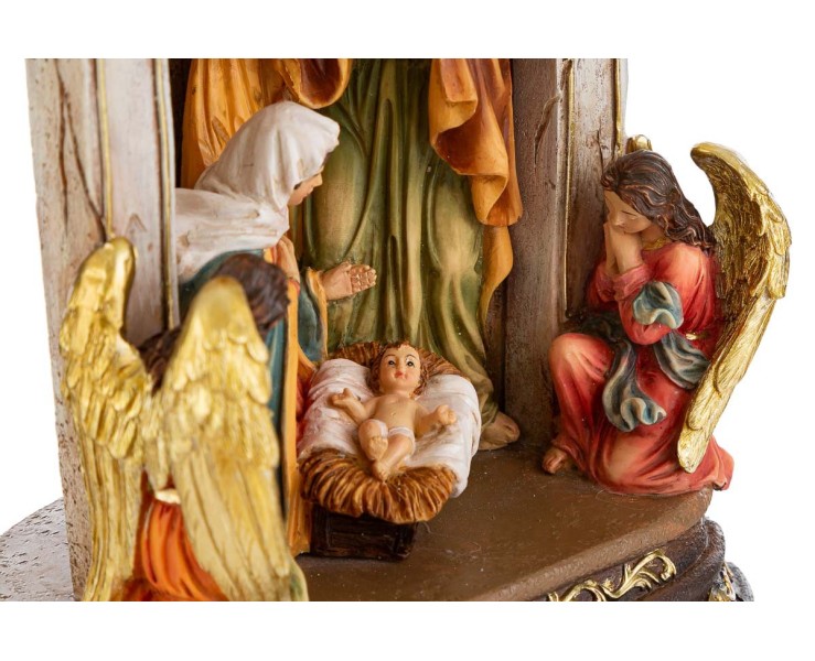 Scultura Natività Monoblocco in Resina con Luce LED e Angeli 17,5x9x26,5 cm – Decorazione Natalizia Le Stelle su Bomboniere Dolci Emozioni