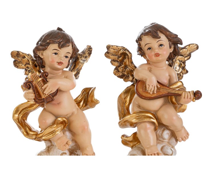 Statuine Angeli Musicanti in Resina 5x5x9,5 cm 4 Soggetti Assortiti – Decorazione Natalizia Le Stelle su Bomboniere Dolci Emozioni
