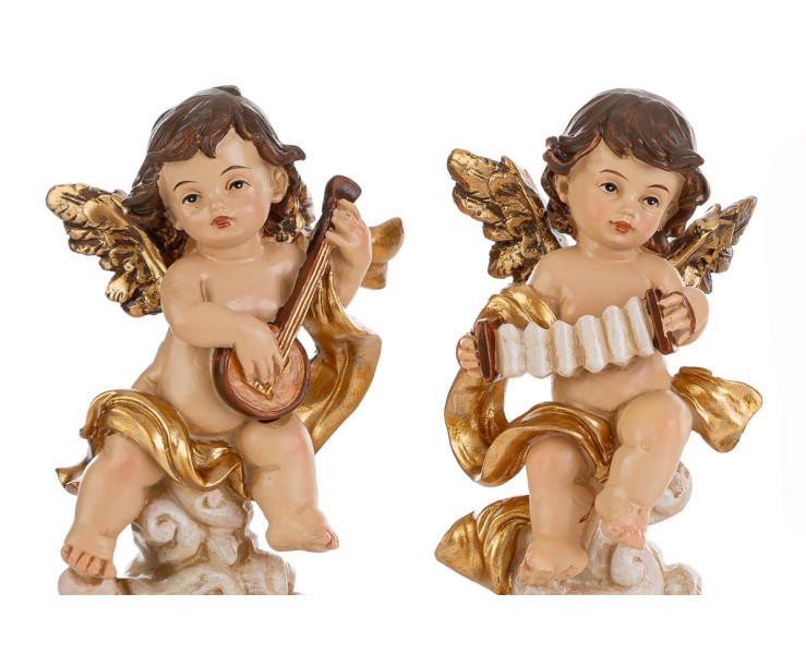 Statuine Angeli Musicanti in Resina 5x5x9,5 cm 4 Soggetti Assortiti – Decorazione Natalizia Le Stelle su Bomboniere Dolci Emozioni