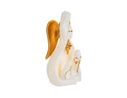 Presepe in Porcellana Bianca con Luce LED 10,5x8x19 cm – Decorazione Natalizia Le Stelle su Bomboniere Dolci Emozioni