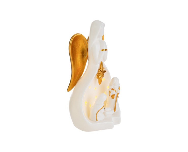 Presepe in Porcellana Bianca con Luce LED 10,5x8x19 cm – Decorazione Natalizia Le Stelle su Bomboniere Dolci Emozioni