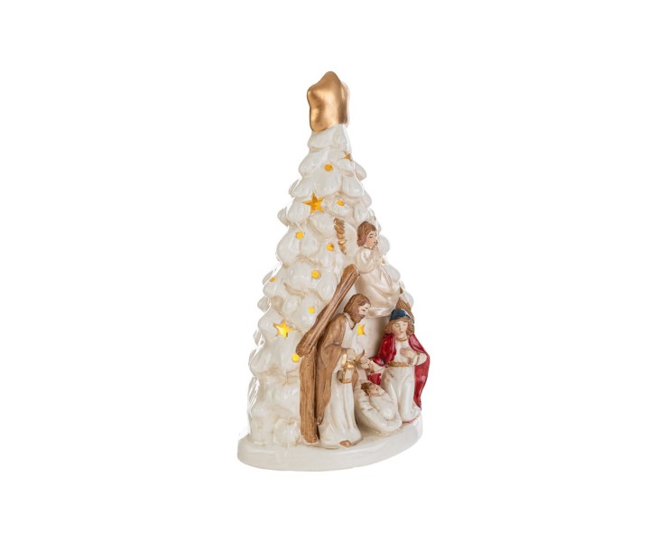 Albero Presepe in Porcellana Bianca con Luce LED 15x10,5x24 cm – Decorazione Natalizia Le Stelle su Bomboniere Dolci Emozioni