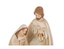 Sacra Famiglia Toni Chiari con Lanterna Dorata – Decorazione Natalizia Le Stelle su Bomboniere Dolci Emozioni