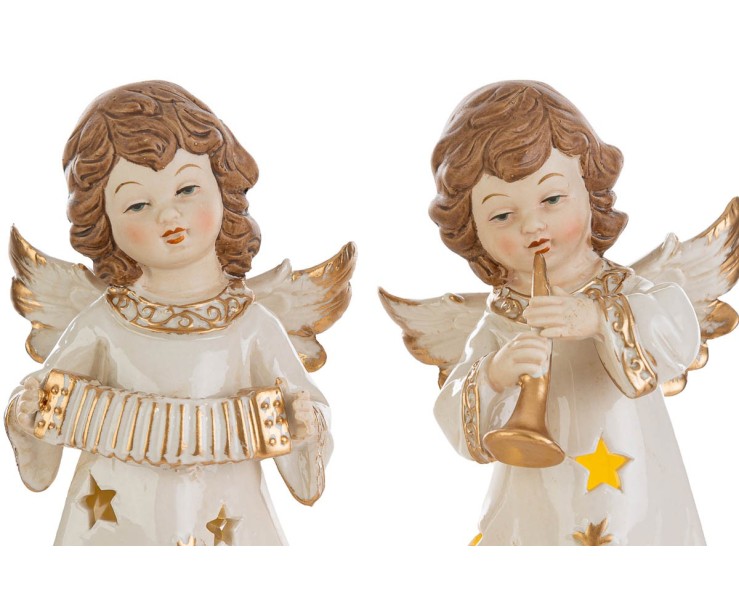 Angelo Natalizio in Porcellana con Luce LED 10x10x18 cm  4 varianti assortite – Decorazione Natalizia Le Stelle su Bomboniere Dolci Emozioni