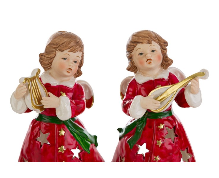 Angelo Natalizio in Porcellana Rossa con LED  4 varianti assortite – Decorazione Natalizia Le Stelle su Bomboniere Dolci Emozioni