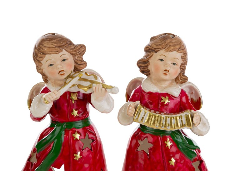Angelo Natalizio in Porcellana Rossa con LED  4 varianti assortite – Decorazione Natalizia Le Stelle su Bomboniere Dolci Emozioni