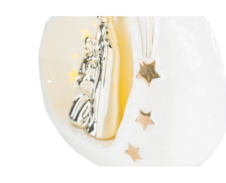 Sacra Famiglia in Porcellana con Luce LED 17x10,5x14,5 cm – Decorazione Natalizia Le Stelle su Bomboniere Dolci Emozioni