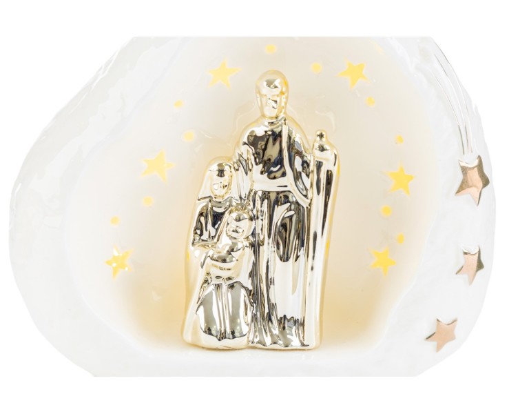 Sacra Famiglia in Porcellana con Luce LED 17x10,5x14,5 cm – Decorazione Natalizia Le Stelle su Bomboniere Dolci Emozioni