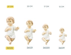 Statuina del Bambino Gesù in porcellana lucida con tunica bianca altezza 27 cm per presepe.