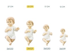 Statuina del Bambino Gesù in porcellana lucida con tunica bianca altezza 23 cm per presepe.