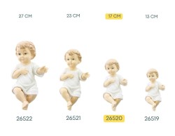 Statuina del Bambino Gesù in porcellana lucida con tunica bianca altezza 17 cm per presepe.
