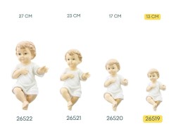 Statuina del Bambino Gesù in porcellana lucida con tunica bianca altezza 13 cm per presepe.