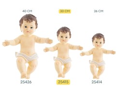 Statuina del Bambino Gesù in resina con panno bianco altezza 30 cm per presepe.