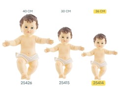 Statuina del Bambino Gesù in resina con panno bianco altezza 26 cm per presepe.