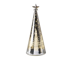 Abete LED rotante Mascagni Casa in vetro argento 12 x 33 cm