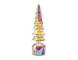 Abete LED rotante Mascagni Casa in vetro iridescente 9 x 34,5 cm