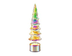 Abete LED rotante Mascagni Casa in vetro iridescente 11 x 41 cm
