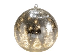 Palla LED Mascagni Casa in vetro argento diametro 12 cm
