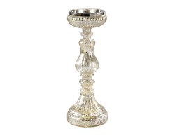Portacandela LED Mascagni Casa in vetro argento 11 x 26,5 cm