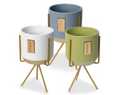 Bomboniera Solidale Portapiante Grafite Grande con Stand assortito 3 pezzi Quadrifoglio per Fondazione ABIO