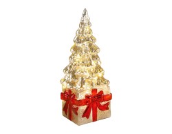 Abete LED rotante Mascagni Casa in vetro argento 12,5 x 12,5 x 30 cm