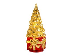 Abete LED Mascagni Casa in vetro oro 12,5 x 12,5 x 30 cm