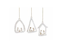 Set 3 presepi Mascagni Casa in vetro assortito 5,5 x 7 / 20 x 10,5 x 2 cm
