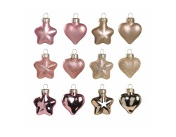 Set 12 decorazioni Mascagni Casa in vetro champagne e rosa diametro 4 cm