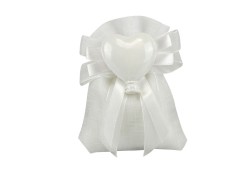 Sacchetto harmony sacchetto tipo lino bianco con magnete palloncino cuore bianco