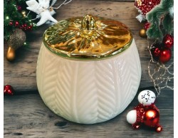 Scatola in Porcellana Bianco Oro Elegante Decorazione
