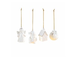 Set 4 decorazioni Mascagni Casa in porcellana assortito 4,5 x 3,5 x 5,5 / 4 x 3 x 6,5 / 3,5 x 3 x 5,5 / 4,5 x 4 x 5 cm