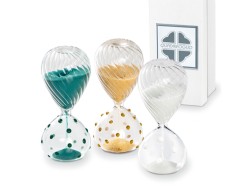 Bomboniera Solidale Clessidra media Cristallo Assortita 3 Varianti Quadrifoglio per Fondazione ABIO