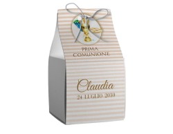 Scatolina porta confetti personalizzata quadrata decoro calice uva pane