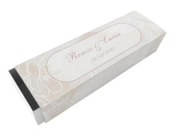 Scatolina porta confetti personalizzata rettangolare trama floreale stilizzata bianca