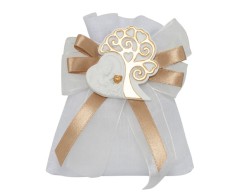 Sacchetto prima comunione harmony magnete bimbo comunione resina bianco con oro