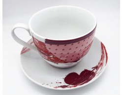 tazza da colazione con piattino decoro cuore