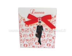 Bomboniera Laurea manager uomo - Ciondolo in bagno argento Smaltato con Scatola Rossa